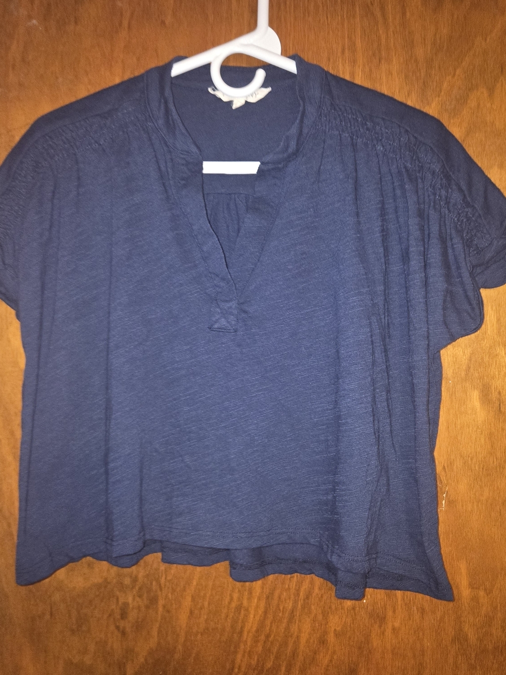 78 & Sunny Navy Blue Slub Knit V-Neck Short Sleeve Top Size M